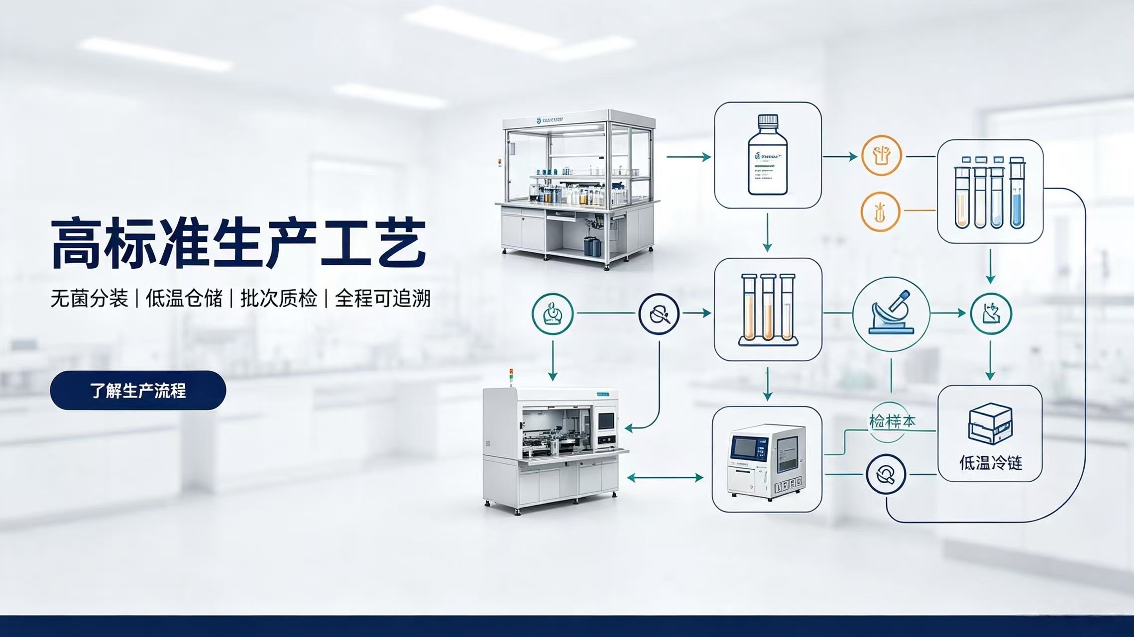 高标准生产工艺-无菌分装低温仓储批次质检全程可追溯